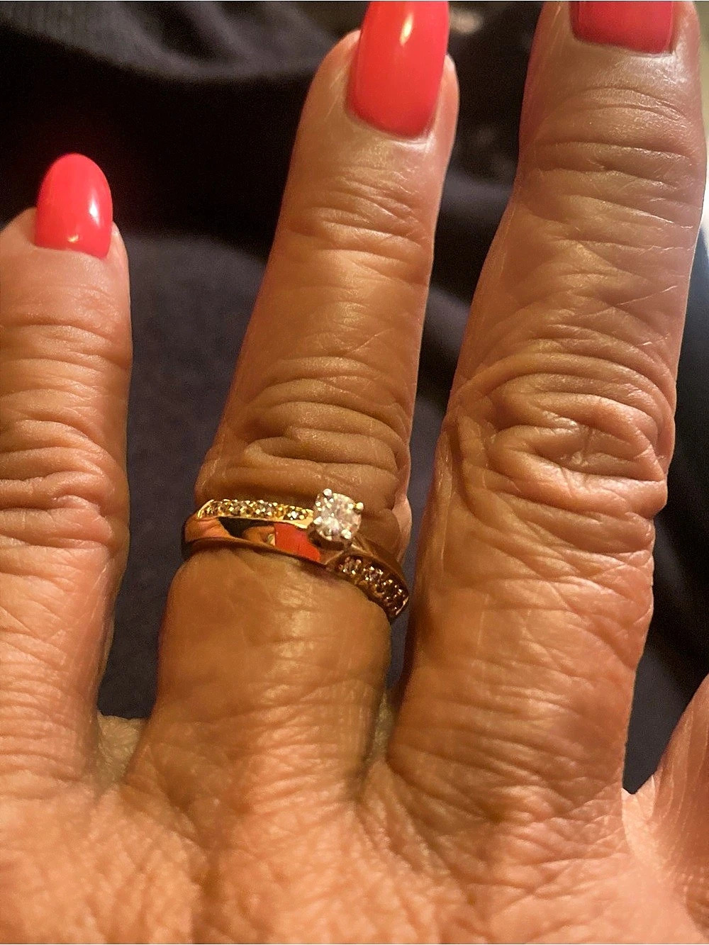 Gold-Tone Rhinestone Ring